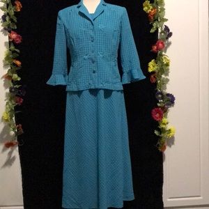 PLAZA SOUTH 2-Piece Teal Midi Dress and Jacket